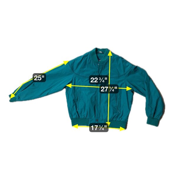 Vintage Bomber Jacket Par Four 1990s Teal Size Large Zip Up Pockets Retro - Picture 10 of 10